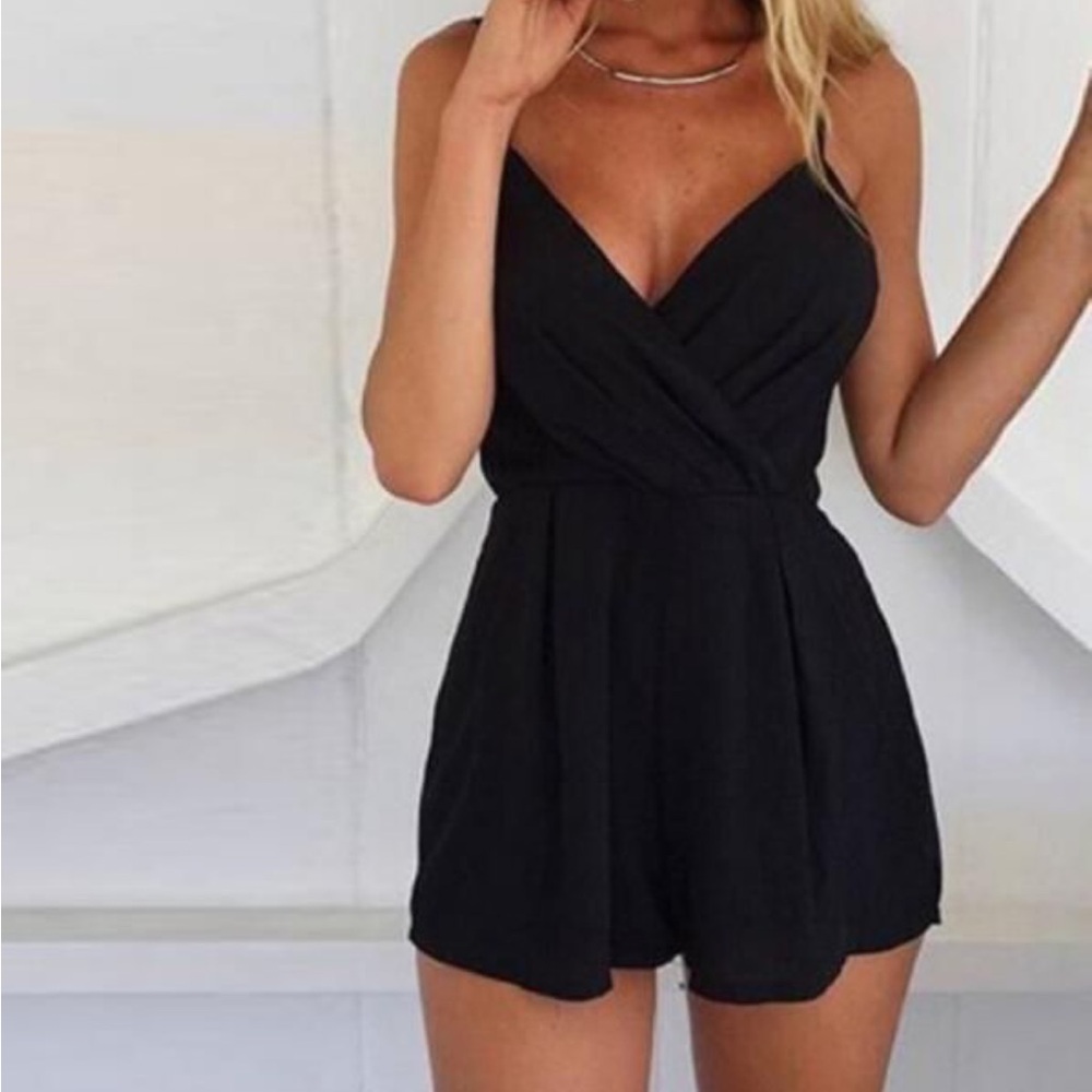 Cider Black Halter Romper